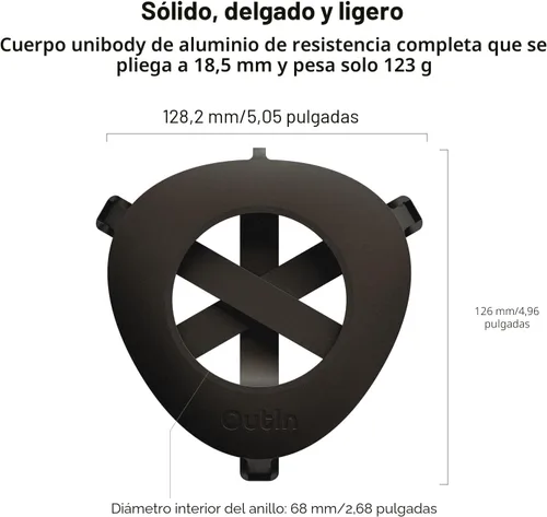Miniatura 2 de OutIn Soporte de café plegable ultraportátil con mosquetón, soporte portátil estable para máquina de espresso, diseño unibody de aluminio, mosquetón