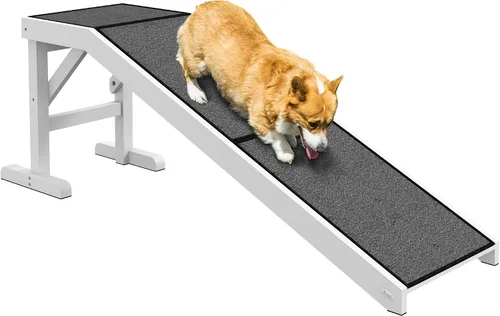 Miniatura 14 de PawHut Rampa para perros para cama, rampa para mascotas para perros con alfombra antideslizante y plataforma superior, 49 x 16 x 14 pulgadas