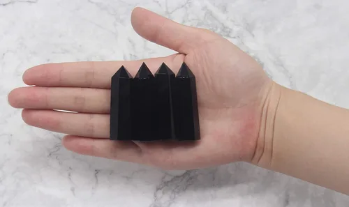 Miniatura 3 de Luckeeper Varitas de cristal curativo Obsidiana negra de 2 pulgadas 6 terapias de meditación de chakras de Reiki facetadas