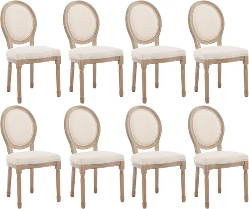 Miniatura 42 de chairus Juego de 2 Sillas de Comedor Estilo Granja Sillas de Comedor de Casa de Campo Francés Sillas Tapizadas de Tela Vintage con Respaldo Redondo