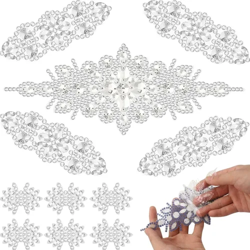 Miniatura 9 de PEARLY JUN 11 parches dorados de diamantes de imitación para planchar en vestidos, proyectos de manualidades de costura a mano, ropa de boda