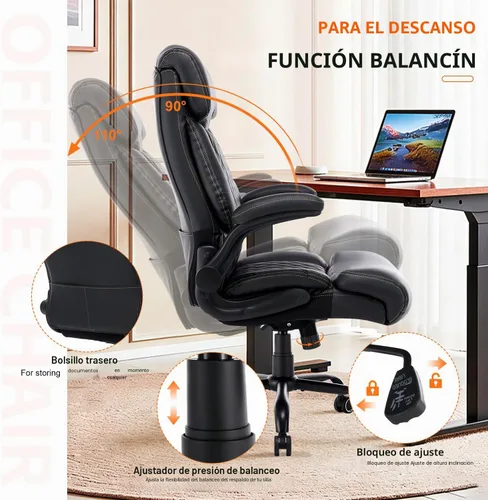 Miniatura 6 de BOSMILLER Silla de oficina grande y alta, sillas ejecutivas de alta resistencia con soporte lumbar ajustable para dolor de espalda, silla
