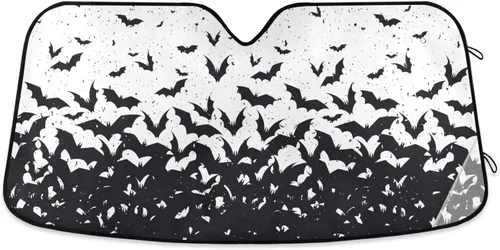 Parasol plegable para parabrisas de automóvil, diseño de murciélagos de Halloween, vintage, protección contra rayos UV, parasol para mantener tu