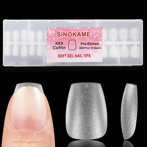 Miniatura 8 de Puntas de Uñas de Gel Redondas Extra Extra Cortas, SINOKAME Uñas Postizas a Presión Extra Cortas Transparentes Redondas, Mate Completo Sin Lima Uñas