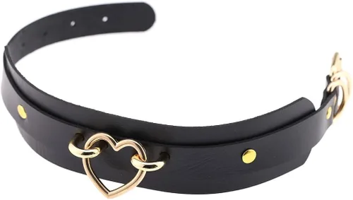 Miniatura 2 de Gargantilla de cuero estilo punk gótico para hombres, mujeres y niñas, aleación, Adjustable, Corazón Dorado