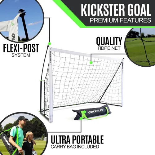 Miniatura 6 de QUICKPLAY Kickster - Arco de fútbol ultra portátil Montaje rápido y fácil Incluye red y bolsa de transporte Disponible en 7 tamaños Red