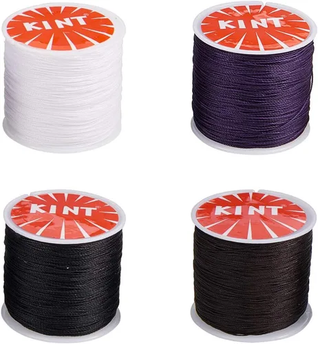 PH PandaHall Cordón de poliéster encerado de 464 yardas, 4 colores, 0.020 in, hilo encerado, cuerda para pulseras, collares, cuentas de cintura,