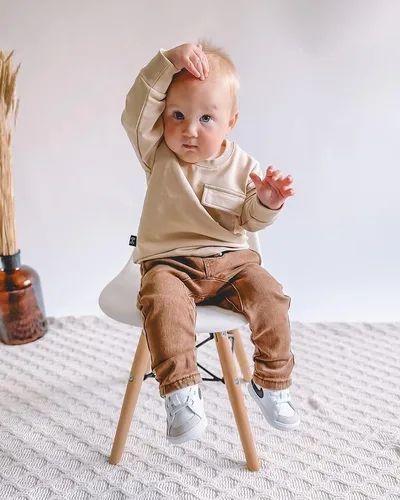 Miniatura 2 de Toddler Baby Boy Fall Outfit Contrast Color Sweatshirt Tops with Elastic Waist Pants Cute Infant Newborn Winter Clothes