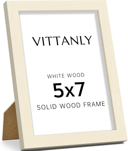 Miniatura 45 de Vittanly - Marco de fotos de 4 x 6 pulgadas de madera maciza con plexiglás, incluye paspartú de 3,5 x 5, para colgar en la pared o poner sobre una