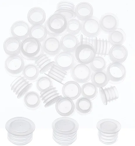 Miniatura 13 de GORGECRAFT 25 tapones para salero y pimentero blanco de 51/64 pulgadas, tapón de repuesto transparente de plástico, tapa de extremo redondo