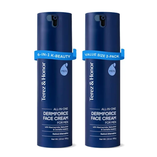 Miniatura 11 de TEREZ & HONOR Crema facial 6 en 1 para hombres: Crema hidratante antienvejecimiento coreana DermForce con niacinamida, bakuchiol y 5-CICA - Hidrata