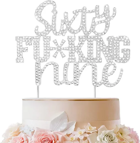 Miniatura 53 de LINGTEER Veintiún divertidos adornos dorados para tartas con diamantes de imitación – Saludos a los 21 años de edad, decoración de centros de mesa
