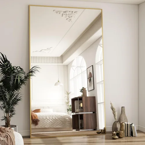 Miniatura 23 de BEAUTYPEAK - Espejo de longitud completa con soporte, de 56 pulgadas x 21 pulgadas, espejo de piso con marco fino de aleación de aluminio, espejos