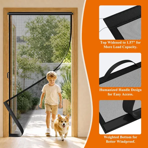 Miniatura 3 de MAGZO - Puerta mosquitera colgante para puertas 24" x 80" (tamaño de cortina 26" x 81"), de fibra de vidrio mejorada con barra de tensión, gancho
