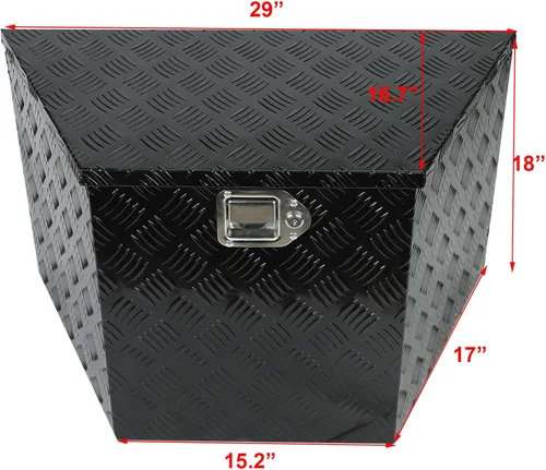 Miniatura 2 de Caja de herramientas de aluminio chapada en negro de 29 pulgadas, caja de herramientas impermeable con cerradura y llave para caravanas