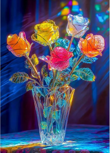 Miniatura 12 de Rompecabezas para adultos de 1000 piezas, rompecabezas de pared de flores coloridas para adultos, pintura de arte floral, flores de arco iris