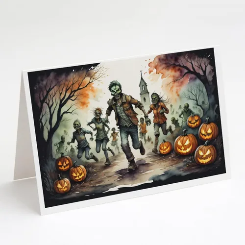 Miniatura 80 de Caroline's Treasures DAC2223GCA7P - Tarjetas de felicitación y sobres de Halloween espeluznantes de gato negro, paquete de 8 tarjetas en blanco