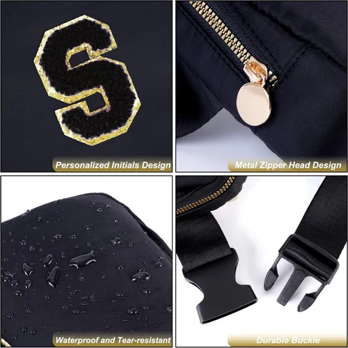 Miniatura 5 de Bolsa de cinturón para niñas y mujeres, bolsas cruzadas, riñonera, riñonera personalizada, Negro, Small