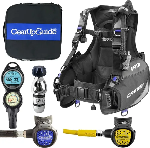Cressi Paquete de equipo esencial de buceo completo con R1 BCD - Ordenador de buceo Donatello C2 - Juego de regulador compacto AC2 totalmente