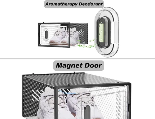 Miniatura 4 de SIMPDIY Almacenamiento de zapatos, paquete de 12 organizadores de zapatos para armario, cajas de zapatos apilables de plástico transparente con Negro
