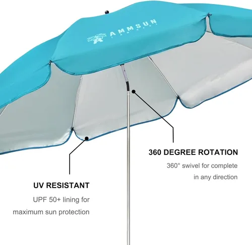 Miniatura 3 de AMMSUN Paraguas XL con abrazadera universal ajustable de 47 pulgadas y giratorio de 360 grados UPF 50+, abrazadera portátil para silla de camping