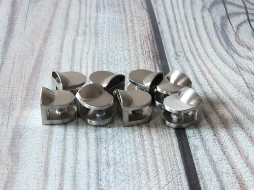 Miniatura 2 de Soportes de estante ajustables para montaje en pared, clips de metal, níquel cepillado para madera acrílica de vidrio de 0.157-0.315 in, juego de 8