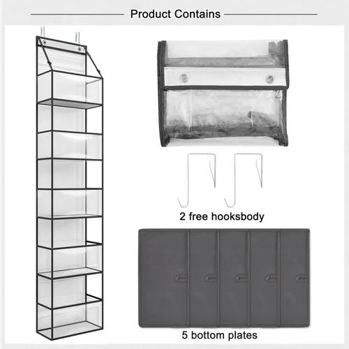 Miniatura 4 de Fixwal Organizador de Despensa Colgante Sobre la Puerta - Almacenamiento de Habitación de 5 Estantes con Bolsillos de Plástico Transparente