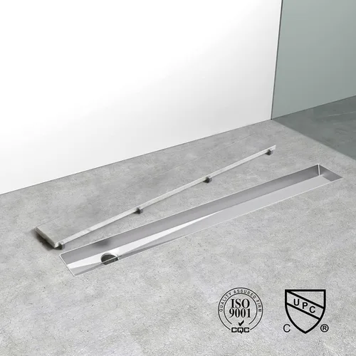 Miniatura 4 de Drenaje de ducha lineal desplazado, drenaje de ducha de 24 pulgadas con cubierta de inserción de azulejos 2 en 1, acero inoxidable AISI 304