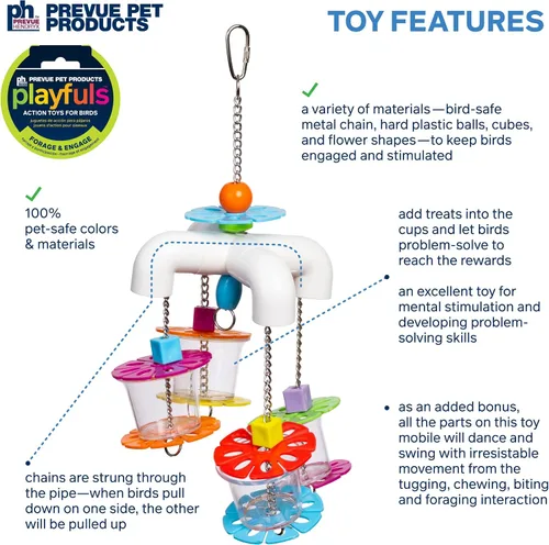 Miniatura 3 de Prevue Pet Products Sink 'n Seek Playfuls - Juguete para pájaros de forraje y participación, accesorios de jaula para aves pequeñas a medianas