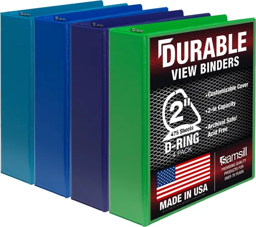 Miniatura 173 de Samsill Carpeta duradera de 1.5 pulgadas, fabricada en los Estados Unidos, carpeta de anillos en D, carpeta transparente personalizable, color rojo