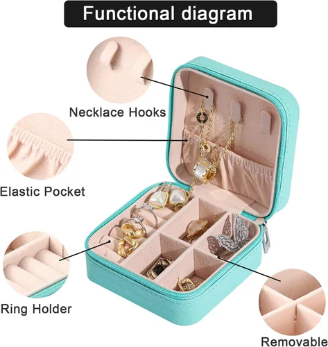 Miniatura 4 de Joyero personalizado con nombre, joyero de viaje portátil personalizado, organizador de joyas de cuero, cajas de dama de honor, boda, regalo