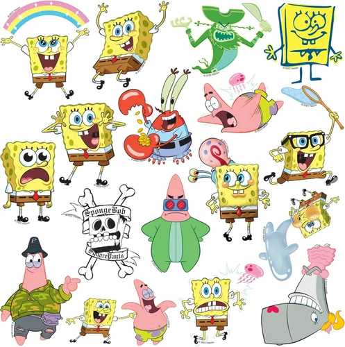 Miniatura 4 de Paquete de calcomanías de Bob Esponja de 100 unidades – Vinilo troquelado gran variedad de lujo para laptop, botella de agua, álbumes de recortes