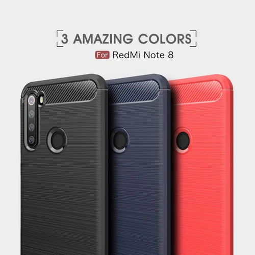 Miniatura 8 de Funda compatible con Xiaomi Redmi Note 8, diseño de textura de fibra de carbono y diseño de textura de cuero, contraportada antiarañazos, absorción