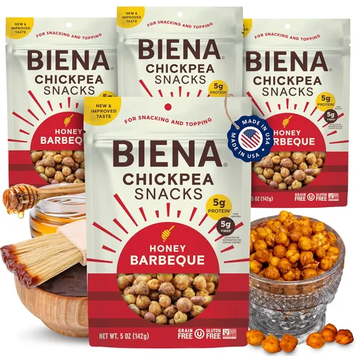 Miniatura 14 de BIENA Chickpea Snacks - Garbanzos tostados crujientes - Snacks ricos en fibra y proteína para adultos y niños - Paquete de 4, bolsas de 5 onzas