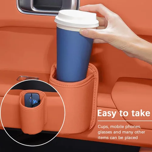 Miniatura 5 de Portavasos grande para puerta de automóvil, clip en el asiento del vehículo, soporte para bebidas colgante lateral, organizador de botellas de agua
