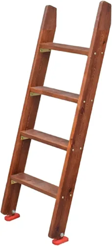 Escalera para litera de 3 escalones, 4 escalones, 5 escalones, para personas pesadas, escaleras de madera con soporte de ganchos y pies Marrón