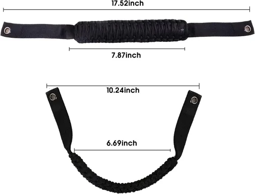 Miniatura 3 de Manijas de Agarre para Barra Antivuelco de Paracord para Accesorios Ford Bronco 2021 2022 2023 2024 2025 2 Puertas 4 Puertas, Paquete de 4 (Negro)