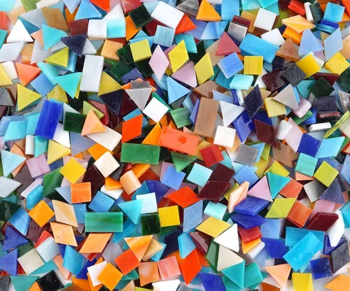 Miniatura 7 de Lanyani 1050 piezas de azulejos de mosaico de vidrio de formas mixtas para manualidades, piezas de vidrieras coloridas para proyectos de mosaico Mix