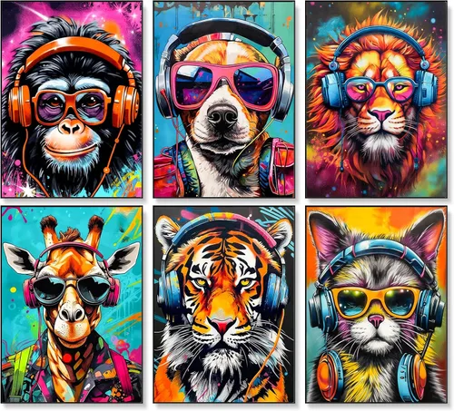 Miniatura 15 de Okarina Paquete de 6 pinturas por números para adultos principiantes, kits de pintura por números para adultos en lienzo sin marco, kits de pintura