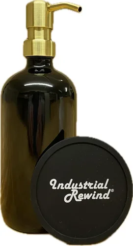Miniatura 12 de Dispensador de jabón negro con bomba de metal y posavasos para parte inferior antideslizante, botella de vidrio de 16 onzas para jabón líquido