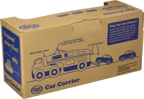 Miniatura 4 de Green Toys Portacoches, Azul CB - Juego de simulación, habilidades motoras, vehículos de juguete para niños. Sin BPA, ftalatos, PVC. Apto