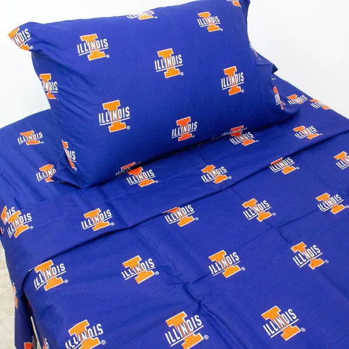 Miniatura 3 de College Covers Everything Comfy Illinois Fighting Illini - Juego de sábanas de 3 piezas, tamaño individual, fondo del color del equipo, 1 sábana