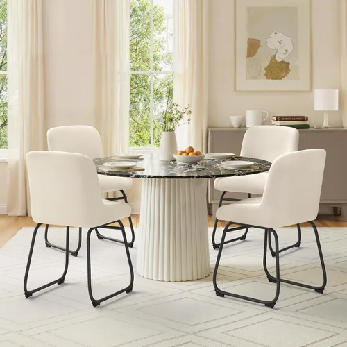 Miniatura 7 de LUE BONA Juego de 4 cómodas sillas de comedor, modernas sillas de cocina tapizadas con respaldo acolchado y patas de metal gruesas para comedor