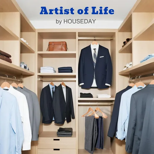 Miniatura 8 de HOUSE DAY Perchas de madera con hombros anchos, perchas para trajes con barra antideslizante para pantalones, acabado liso, gancho giratorio