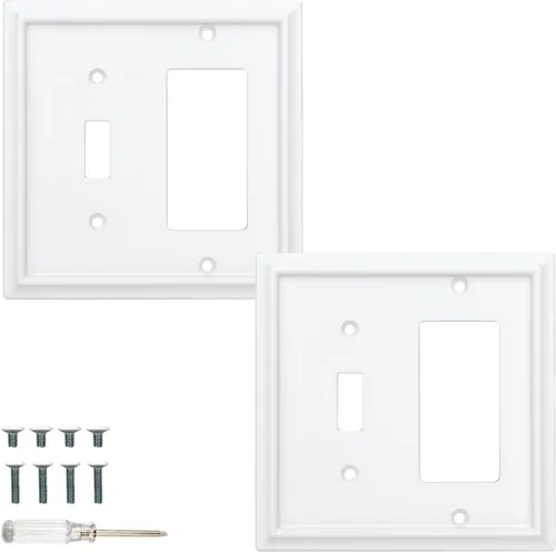 Miniatura 16 de Cubiertas para Tomacorrientes Dúplex de Pared, Cubierta Clásica para Interruptor de Luz Blanco – Placa de Cubierta de Tomacorriente Eléctrico