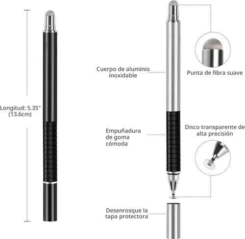 Miniatura 2 de Lápiz capacitivo (4 unidades), bolígrafos de estilista universales 2 en 1, serie de precisión, pantalla táctil de disco de punta fina