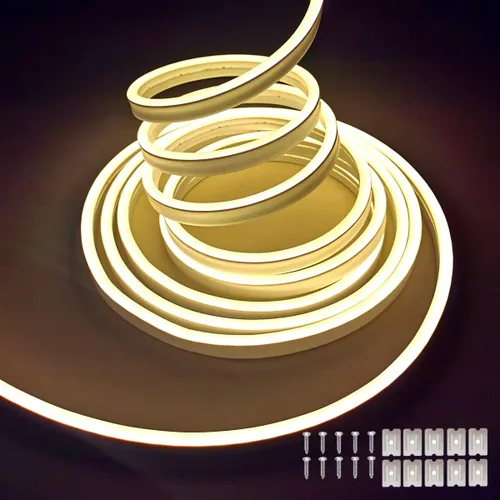 Miniatura 8 de dobestyou - Tira de luces LED de neón naranja - 16.4 pies (5 m) 12 V CC, 600 LED SMD2835, impermeable, flexible, luz de cuerda para decoración