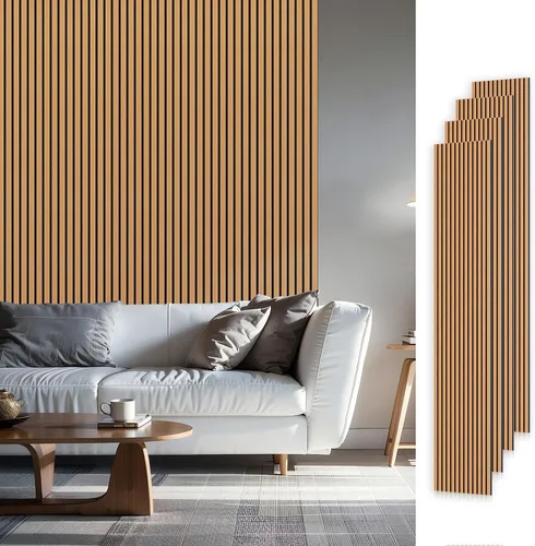 Miniatura 33 de Paneles acústicos de listones de madera, 94" x 23.6" cada panel de pared de listones de madera insonorizado - roble blanco, paquete de 2