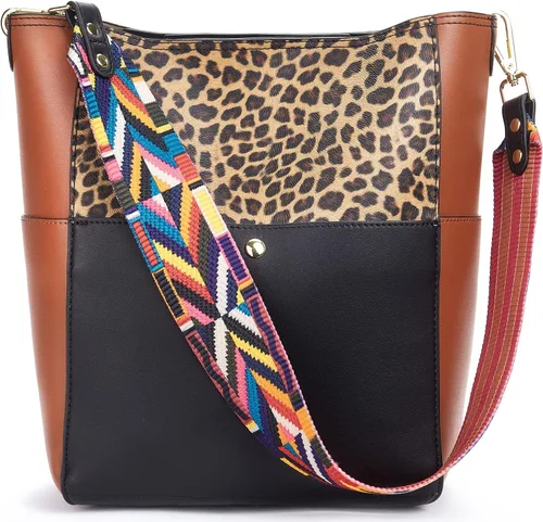 Miniatura 14 de BROMEN Bolsa Hobo para mujer, diseñada con cuero vegano, de hombro, bandolera