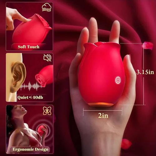 Miniatura 8 de Vibrador de succión Lamiendo Rotación Juguetes sexuales Rose Juguete sexual